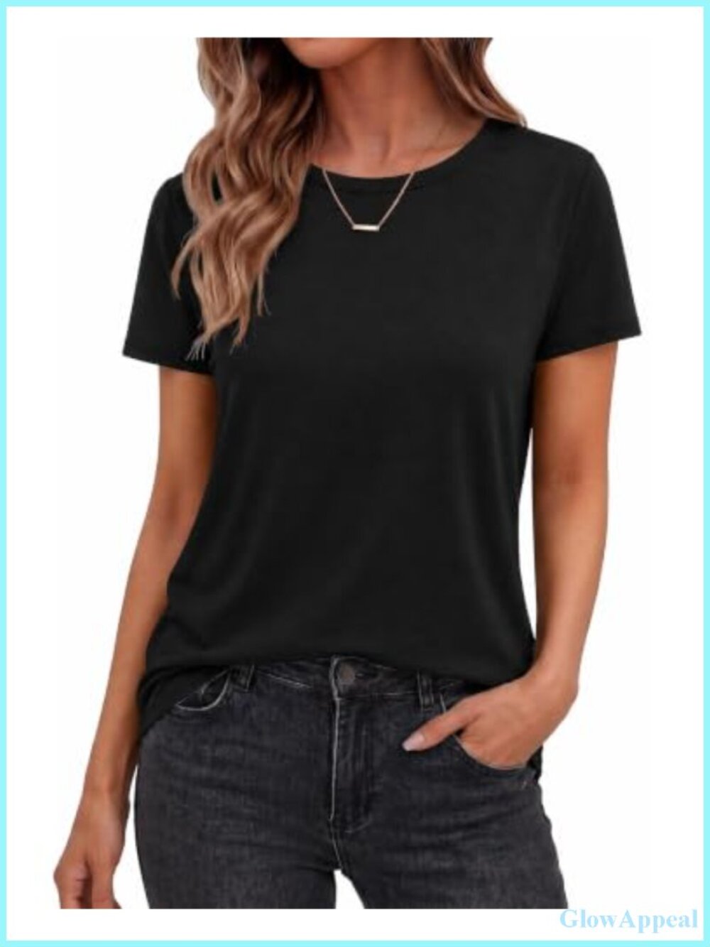 TNNZEET Women's Short Sleeve T-Shirt Loose Fit Crew Neck Basic Tee Casual